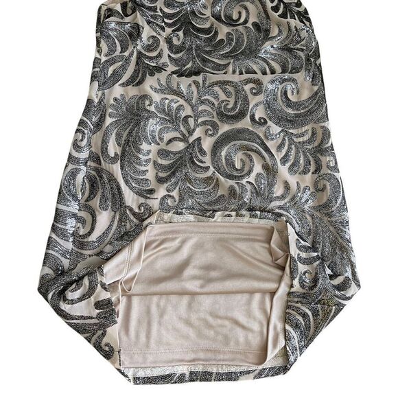 Cache Silver Sequins Sleeveless Cocktail Shift Dress Size Small - Picture 6 of 7